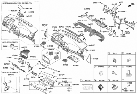 2019 Hyundai Elantra GARNISH Assembly-C/PAD Ctr,LH Diagram for 84780-F2AA0-SSH