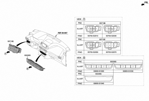 2020 Hyundai Santa Fe Switch Assembly-Ctr FACIA Panel Diagram for 93600-S1000-4X