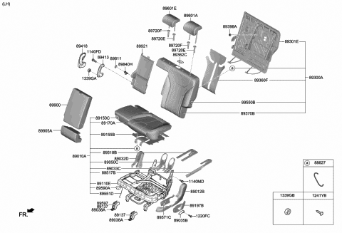 2020 Hyundai Santa Fe Frame Assembly-RR Seat CUSH,LH Diagram for 89500-S2000-NNB
