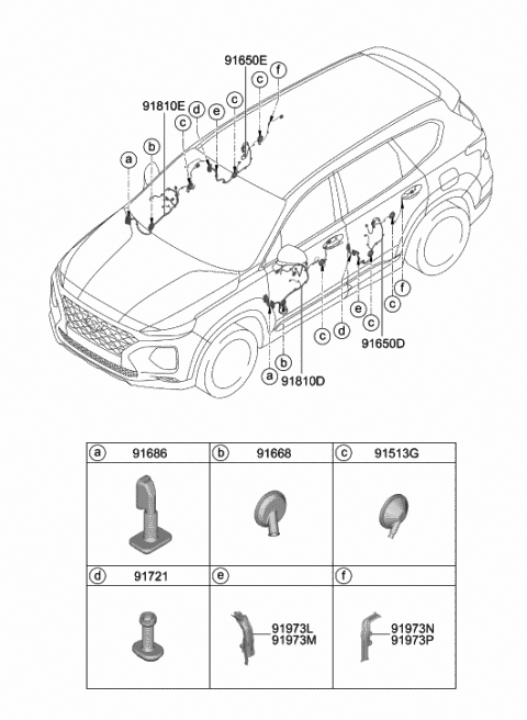 2020 Hyundai Santa Fe Wiring Assembly-FR Dr(Pass) Diagram for 91610-S2030
