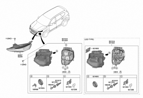 2020 Hyundai Santa Fe Lamp Assembly-Day Running Light,LH Diagram for 92207-S2000