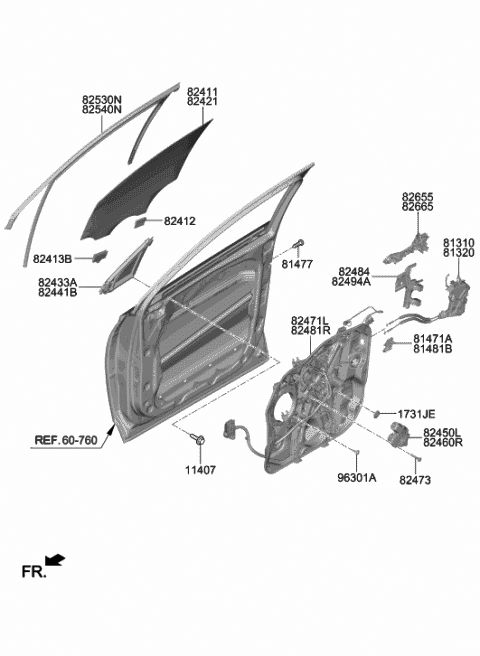 2020 Hyundai Santa Fe Base Assembly-FR Dr O/S Handle RH Diagram for 82665-S1100