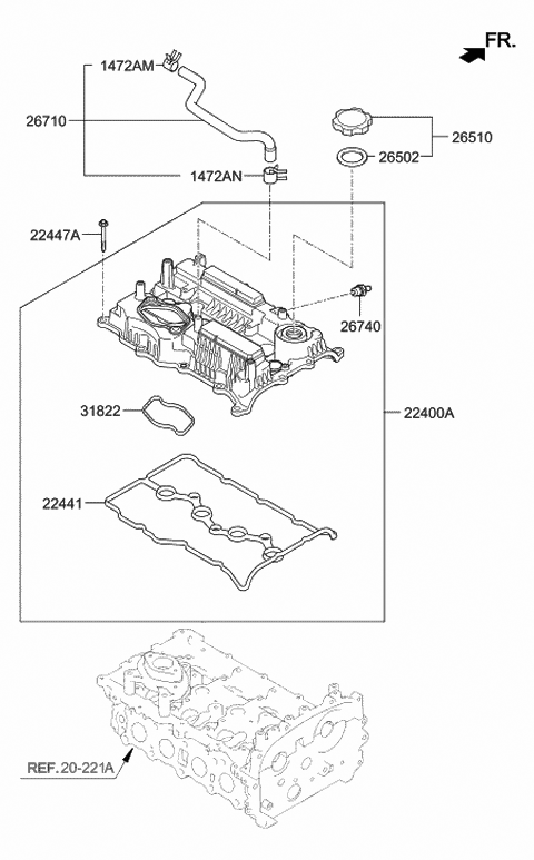 2019 Hyundai Santa Fe Hose Assembly-Breather Diagram for 26710-2GTB0