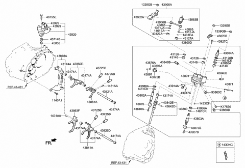 2019 Hyundai Veloster N Link Assembly-Shift Diagram for 43900-24702