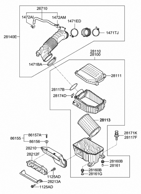 Genuine Hyundai 28111-22053 Air Cleaner Cover Genuine Hyundai 28111-22053 Air Cleaner Cover