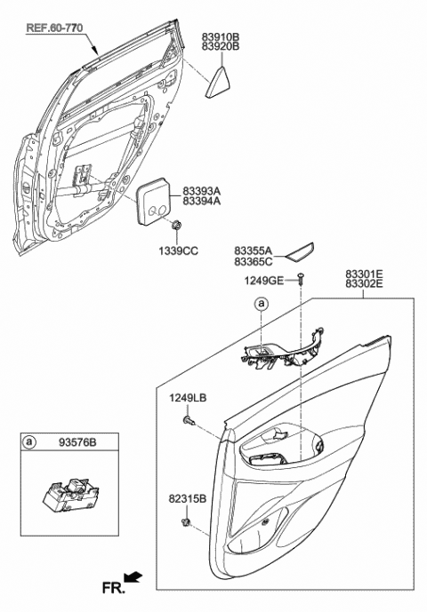 2020 Hyundai Elantra GT Cover Assembly-Rear Door Frame Inner,RH Diagram for 83920-G3000-TRY