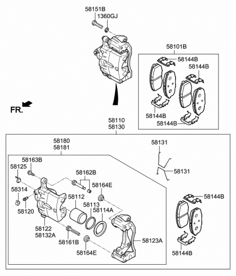 58101-G3A00 Genuine Hyundai Front Disc Brake Pad Kit