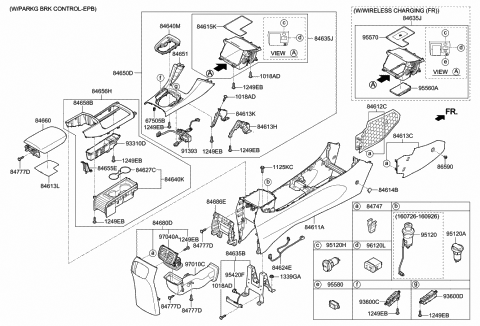 2018 Hyundai Elantra GT Cover Assembly-Console Upper Diagram for 84603-G3AW0-TRY