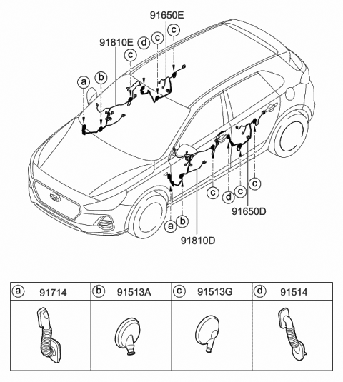 2019 Hyundai Elantra GT Wiring Assembly-Front Door(Driver) Diagram for 91600-G3850