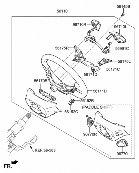 2018 Hyundai Elantra GT Paddle Shift Switch Assembly, Right Diagram for 96780-G3000-PMP