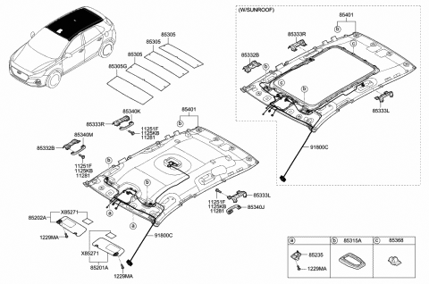 2019 Hyundai Elantra GT Wiring Assembly-Roof Diagram for 91800-G3320