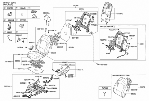 2018 Hyundai Elantra GT Switch Assembly-Power Front Seat LH Diagram for 88540-F2100-4X