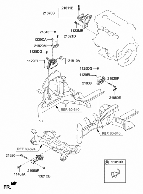 2018 Hyundai Elantra GT Engine Mounting Bracket Assembly Diagram for 21825-G3000