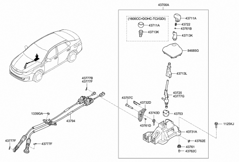 2020 Hyundai Elantra GT Knob-GEARSHIFT Lever Diagram for 43711-F2300-TRY