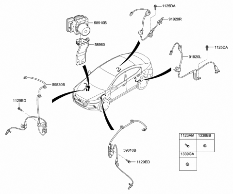 2020 Hyundai Elantra GT Cable Assembly-ABS.EXT,RH Diagram for 91921-G3000