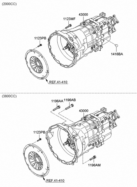 2012 Hyundai Genesis Coupe Transmission Assembly-Manual Diagram for 43000-25000