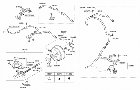 2012 Hyundai Genesis Coupe Cylinder Assembly-Brake Master Diagram for 58510-2M500