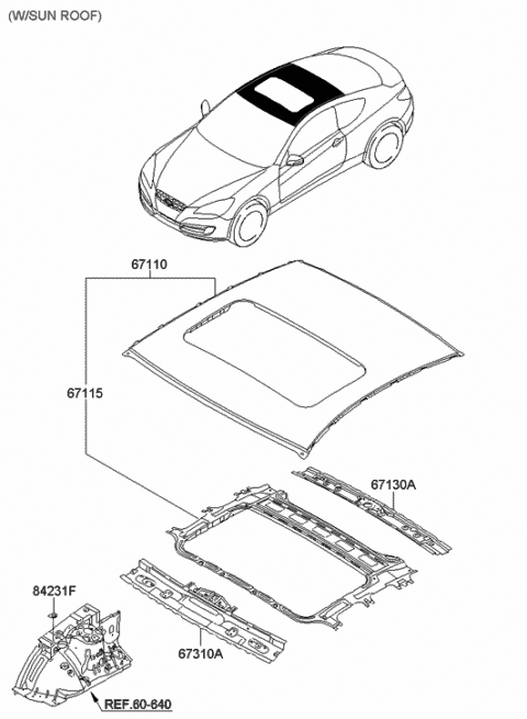 2008 Hyundai Genesis Coupe Ring Assembly-Sunroof Reinforcement Diagram for 67115-2M050