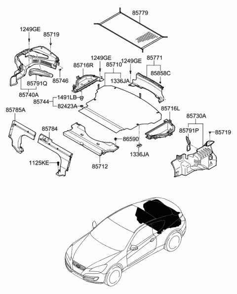 2010 Hyundai Genesis Coupe Cover-Lamp Service,RH Diagram for 85763-2M000-CH