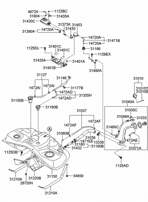 Right Genuine Hyundai 58736-3M000 Fuel Line Connector Tube Rear Right Genuine Hyundai 58736-3M000 Fuel Line Connector Tube Rear