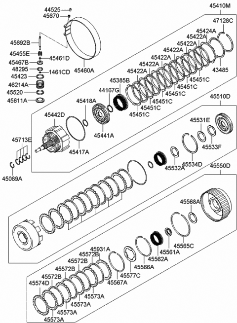 2011 Hyundai Genesis Coupe Disk Assembly-High&Lower Clutch Diagram for 45572-4C000