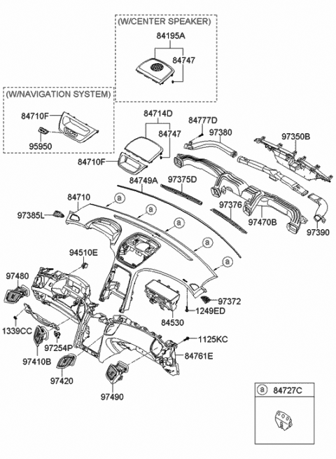 2011 Hyundai Genesis Coupe Crash Pad Lower-Main Diagram for 84730-2M000-9P