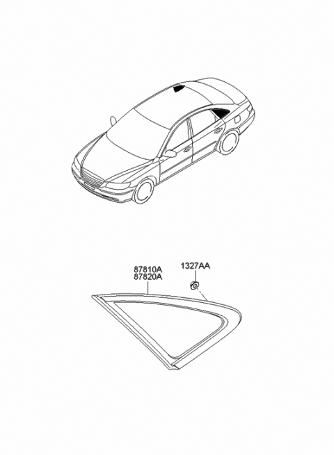 2005 Hyundai Azera Glass & MOULDING Assembly-Quarter Diagram for 87820-3L010