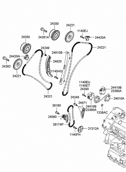 2006 Hyundai Azera Guide Assembly-Timing Chain Diagram for 24810-3C200