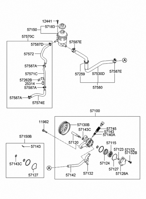 2006 Hyundai Azera Seal Kit-Power Steering Oil Pump Diagram for 57150-3LA00
