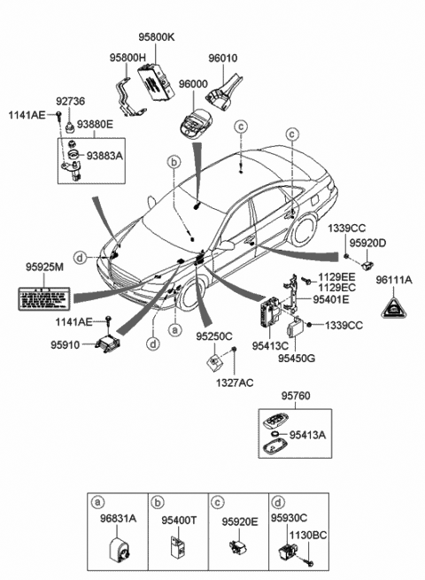 2005 Hyundai Azera Module Assembly-Air Bag Control Diagram for 95910-3L000