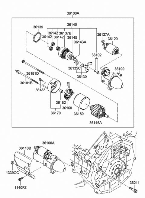 Starter Motor - 2006 Hyundai Azera Produced Before OCT.30.2006