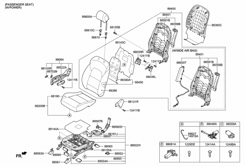 2019 Hyundai Tucson Front Cushion Covering, Right Diagram for 88260-D3020-RSK