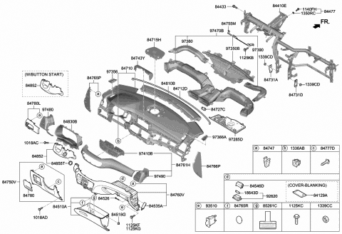 2020 Hyundai Tucson Crash Pad Assembly-Main Diagram for 84710-D3AB0-TRY