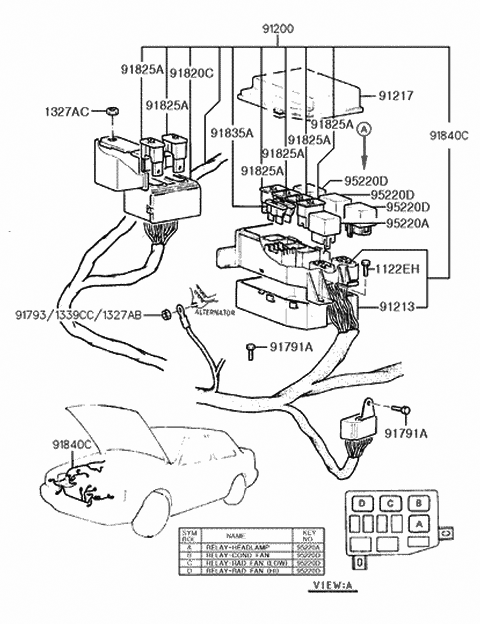 1994 Hyundai Excel Wiring Assembly-Engine Diagram for 91200-24101