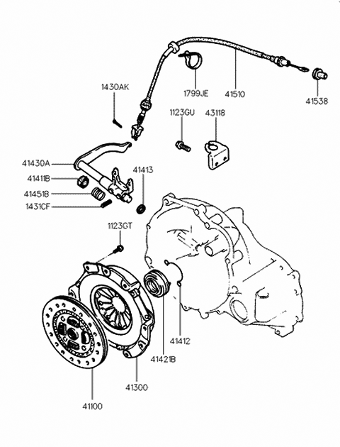 1990 Hyundai Excel Bearing-Clutch Release Diagram for 41421-36000