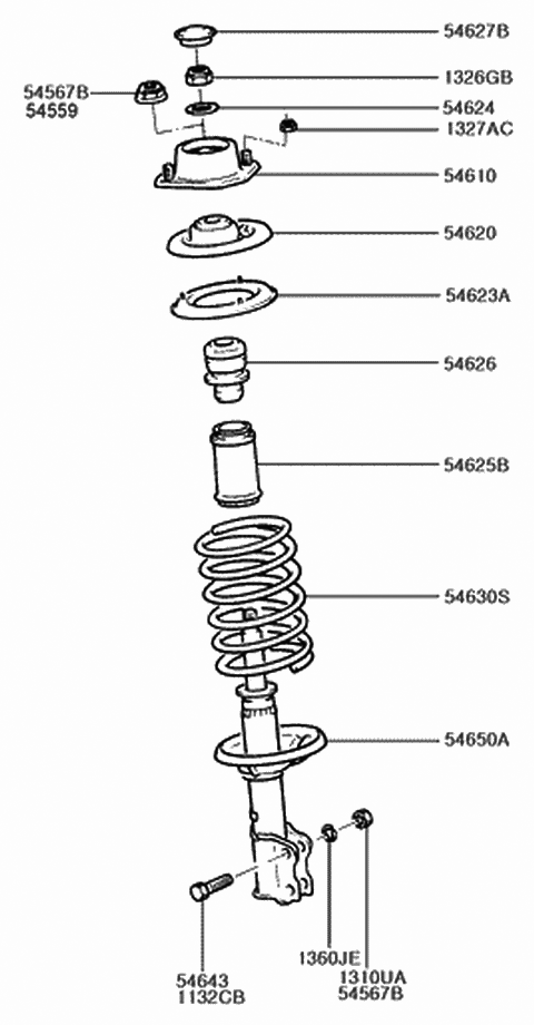 1994 Hyundai Excel Front Spring Pad,Upper Diagram for 54623-24000