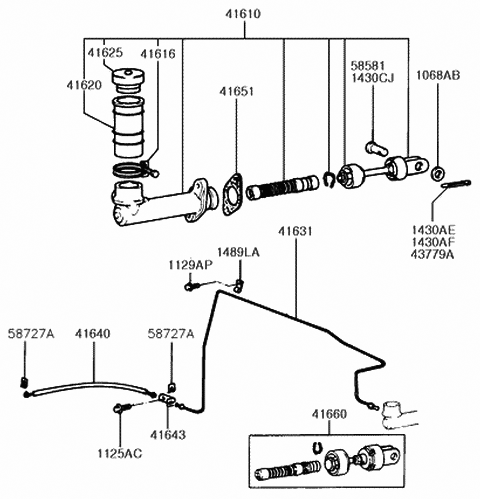 1991 Hyundai Excel Pin-Clevis Diagram for 14301-10231