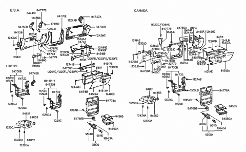1990 Hyundai Excel Steering Column Upper Shroud Diagram for 84851-24000-FD