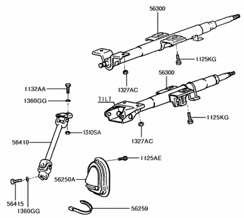 1993 Hyundai Excel Column & Shaft Assembly-Steering Diagram for 56300-24100