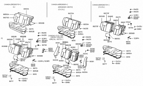 1993 Hyundai Excel Rear Seat Cushion Cover Diagram for 89170-24050-FAH