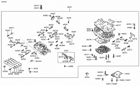 1991 Hyundai Excel Body Assembly-Automatic Transmission Valve Diagram for 46210-36600
