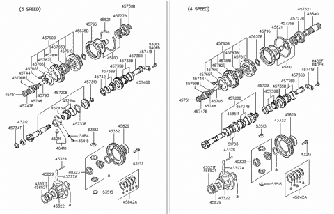 1994 Hyundai Excel Bearing-Differential Case Diagram for 45829-36041