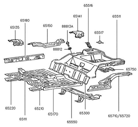 1991 Hyundai Excel Panel-Front Floor Diagram for 65111-24050