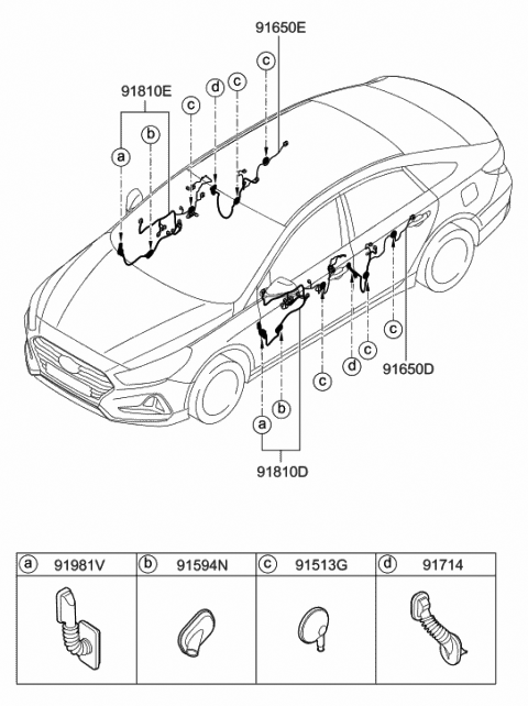 2018 Hyundai Sonata Wiring Assembly-FR Dr(Pass) Diagram for 91615-C2241