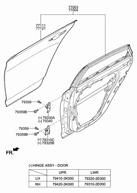 2018 Hyundai Sonata Panel Assembly-Rear Door,RH Diagram for 77004-C2000