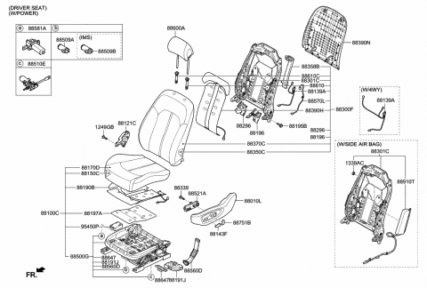 2018 Hyundai Sonata Front Driver Side Seat Cushion Covering Diagram for 88160-C2KA0-X2G