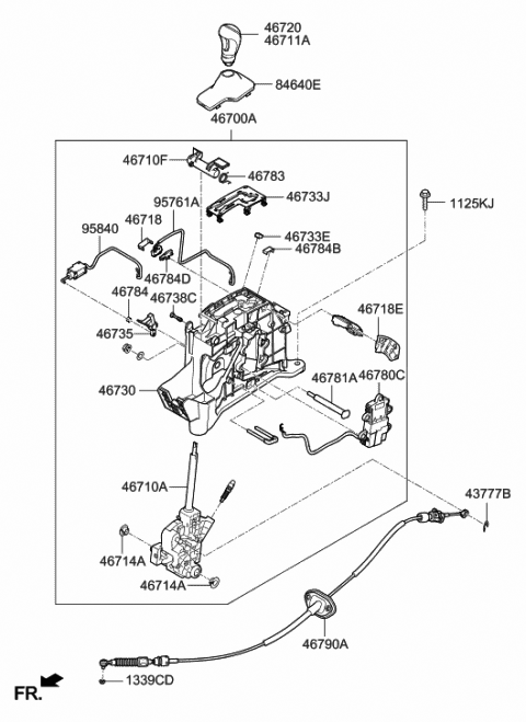 2019 Hyundai Sonata Lever-Gear Shift Diagram for 46721-C1550