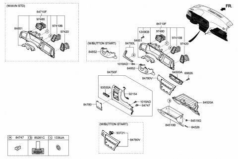 2019 Hyundai Sonata Cover Assembly-Glove Box Upper Diagram for 84540-C2020-PPB