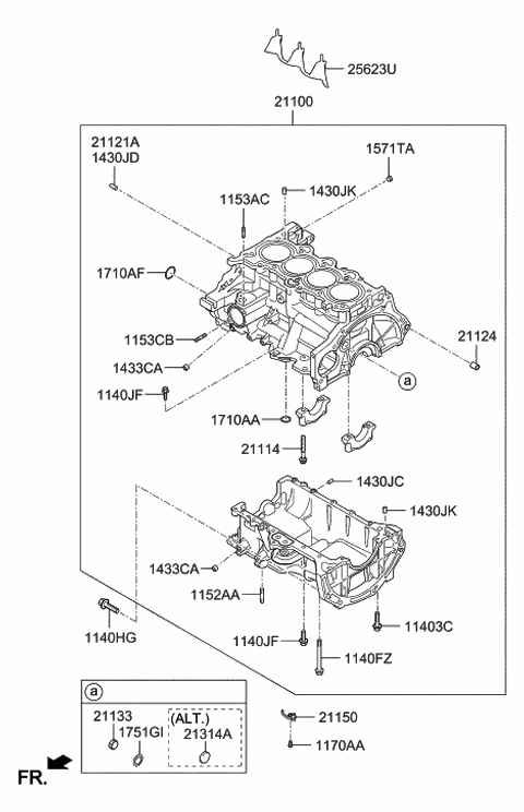 2018 Hyundai Sonata Block Assembly-Cylinder Diagram for 21100-2GGC0