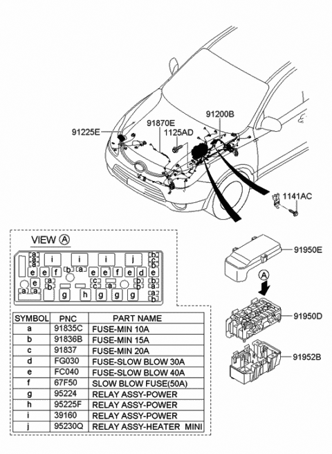 2007 Hyundai Veracruz Wiring Assembly-Front Diagram for 91200-3J320